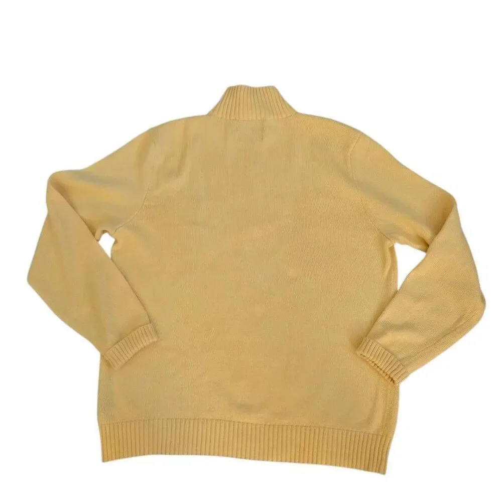 Polo Ralph Lauren Mens Quarter Zip Cotton Mock Neck Sweater Yellow Size Large